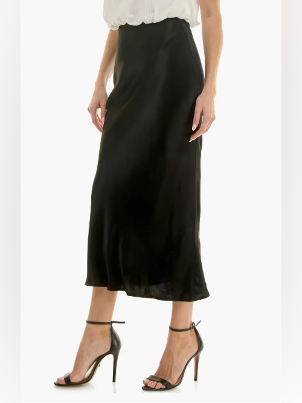 RACHEL ZOE Black Satin Maxi Slip Skirt Size 10